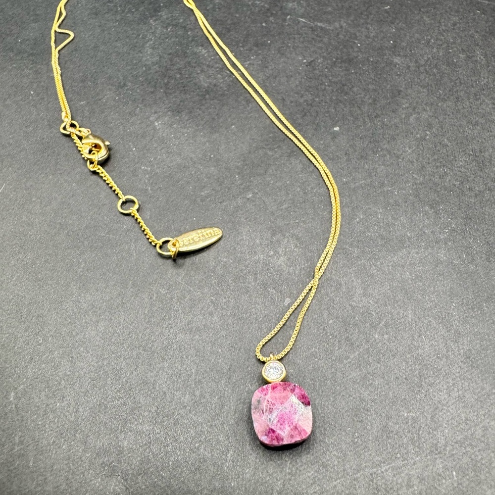 Anthropologie Serefina Rhoadonite Goldtone Necklace